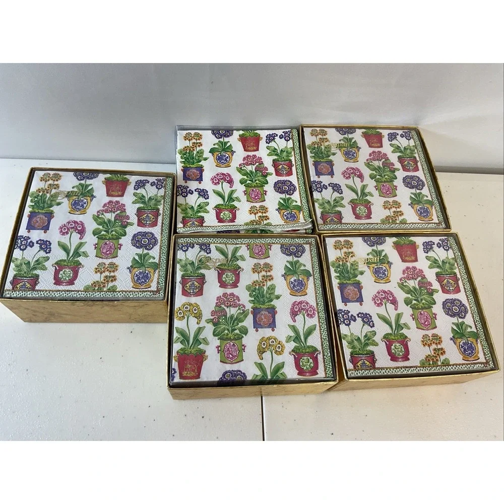Caspari - Primroses Paper Cocktail Napkins 5 boxes of 40each Bridal‎ shower